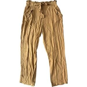 Ambiance Apparel Mustard Tie Waist Jogger Pants - Size M